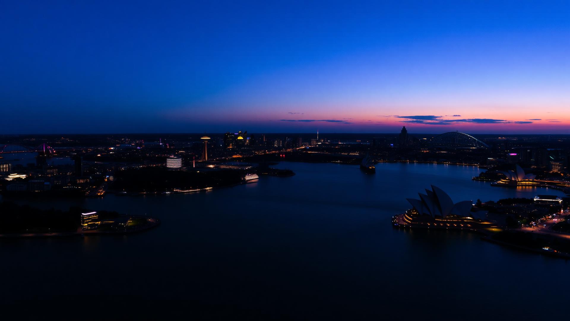 Sydney harbour at dusk